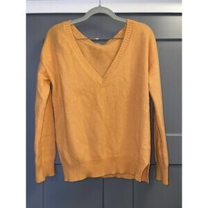 Frances Austen Orange made in Scotland reversible v neck 100% cashmere sweater
